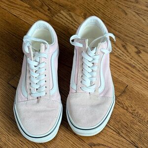 Vans Women's Light Pink and White Sneakers